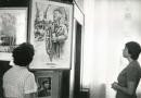 <p>
	Картина «О. П. Довженко на будівництві Каховської ГЕС». Художник Ю. Сагайдак.</p>